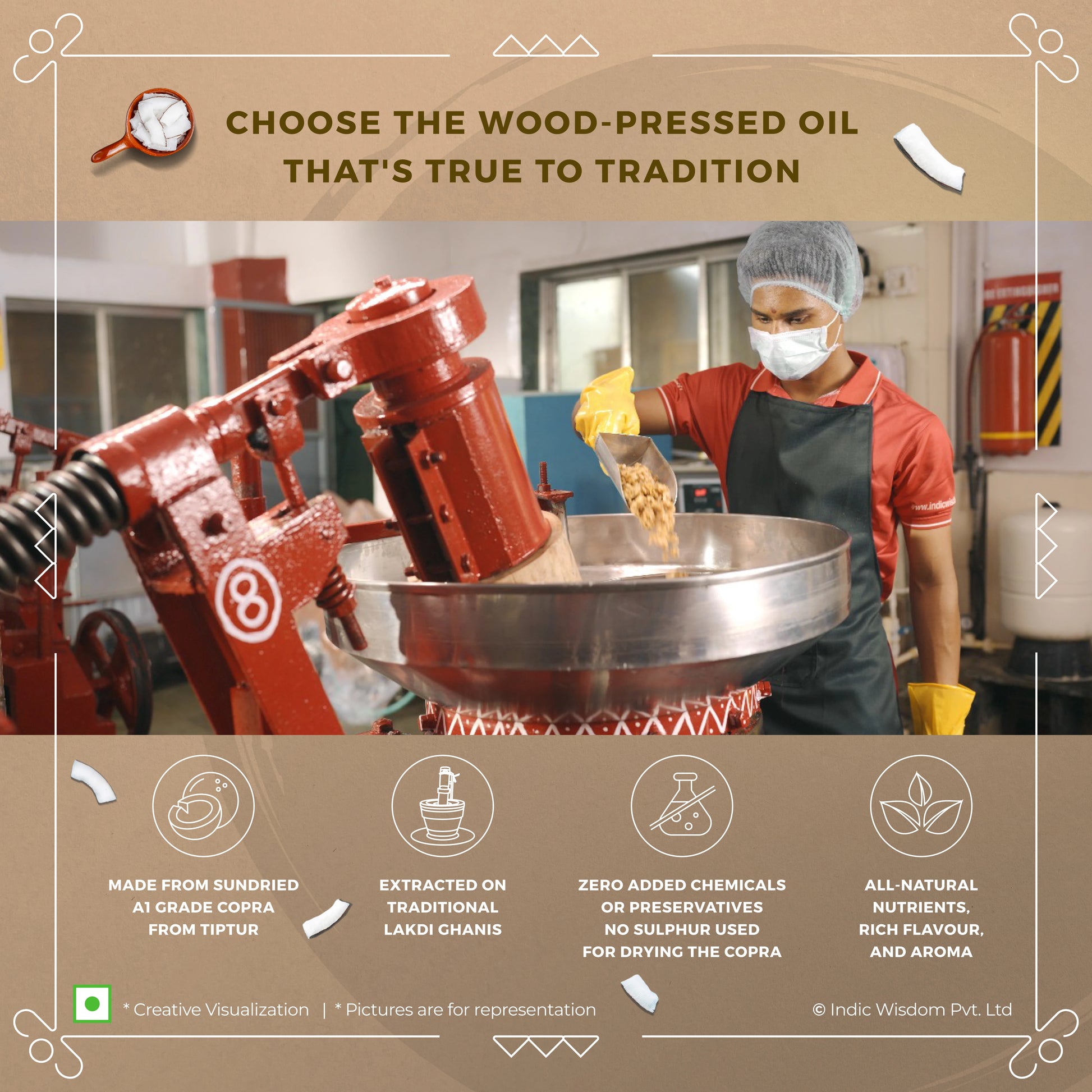 Wood Pressed Virgin Coconut Oil (Cold Pressed Coconut Oil - Extracted on Wooden Churner)