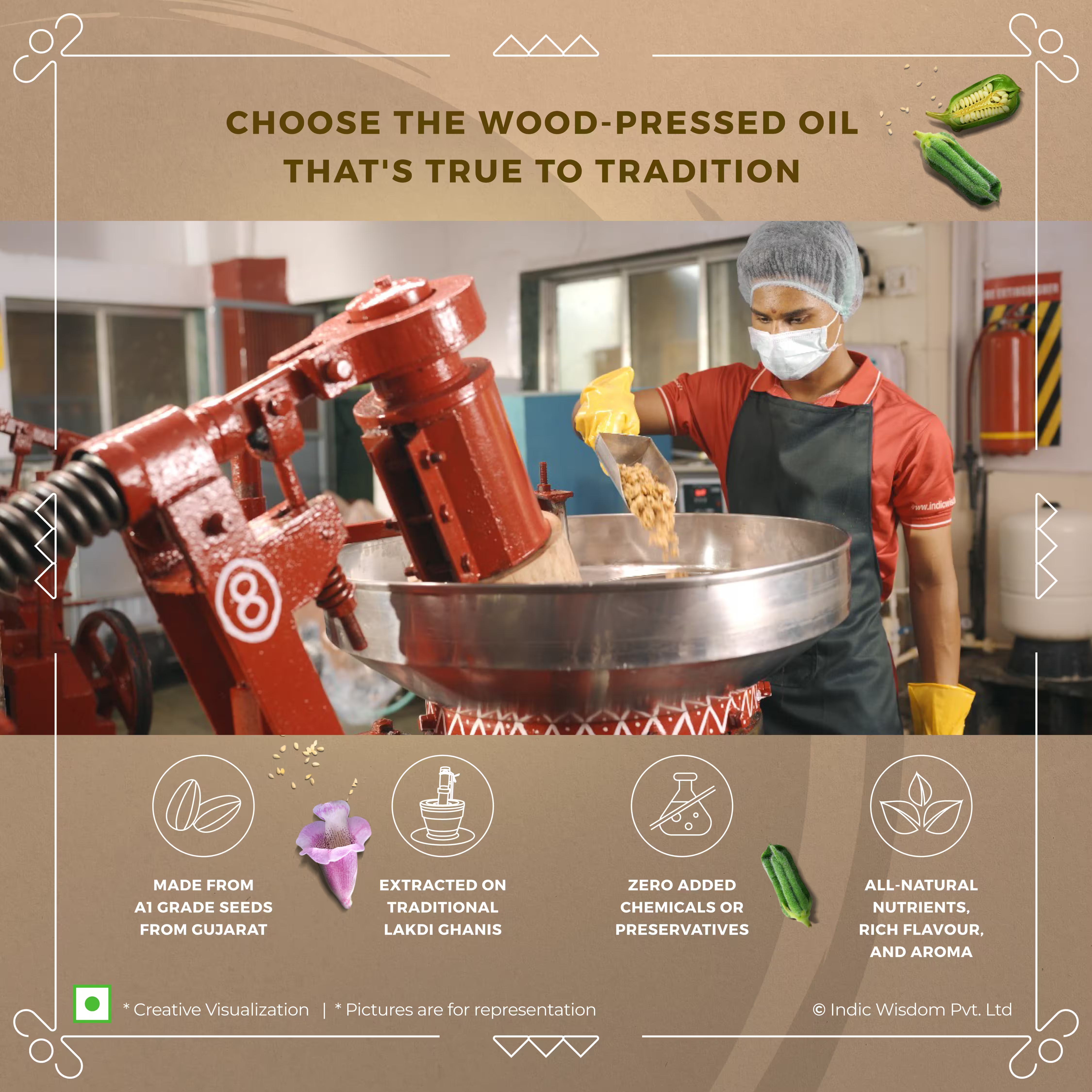 Image of Wood Pressed White Sesame Oil (Cold Pressed White Sesame Oil - Extracted on Wooden Churner)