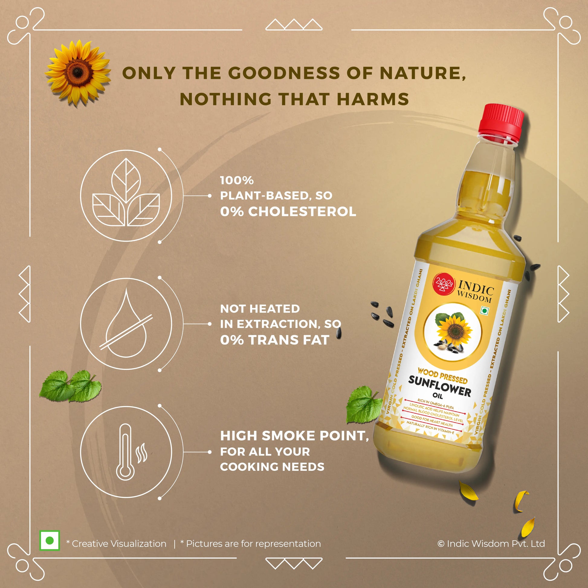 Wood Pressed Sunflower Oil (Cold Pressed Sunflower Oil - Extracted on Wooden Churner)