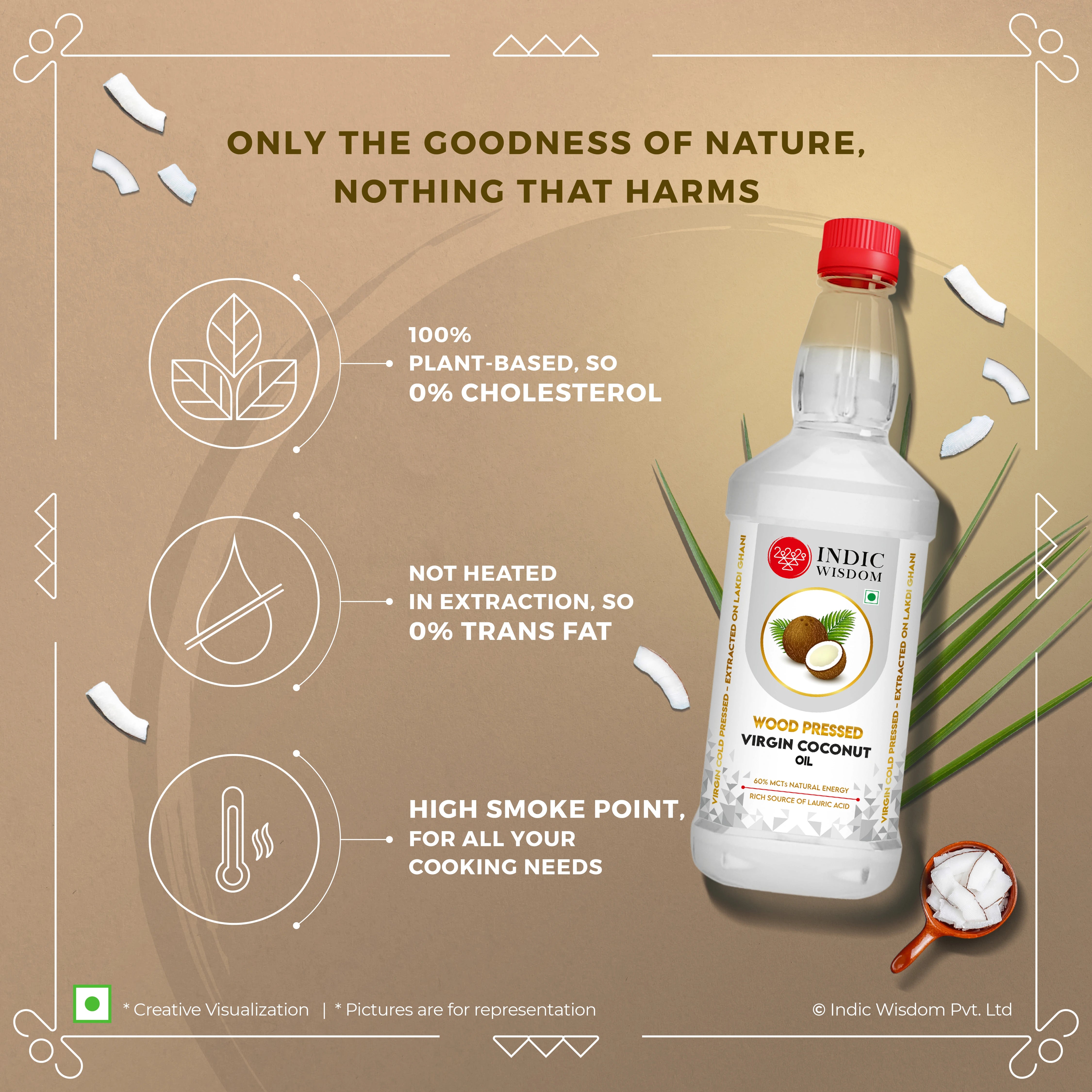 Image of Wood Pressed Virgin Coconut Oil (Cold Pressed Coconut Oil - Extracted on Wooden Churner)