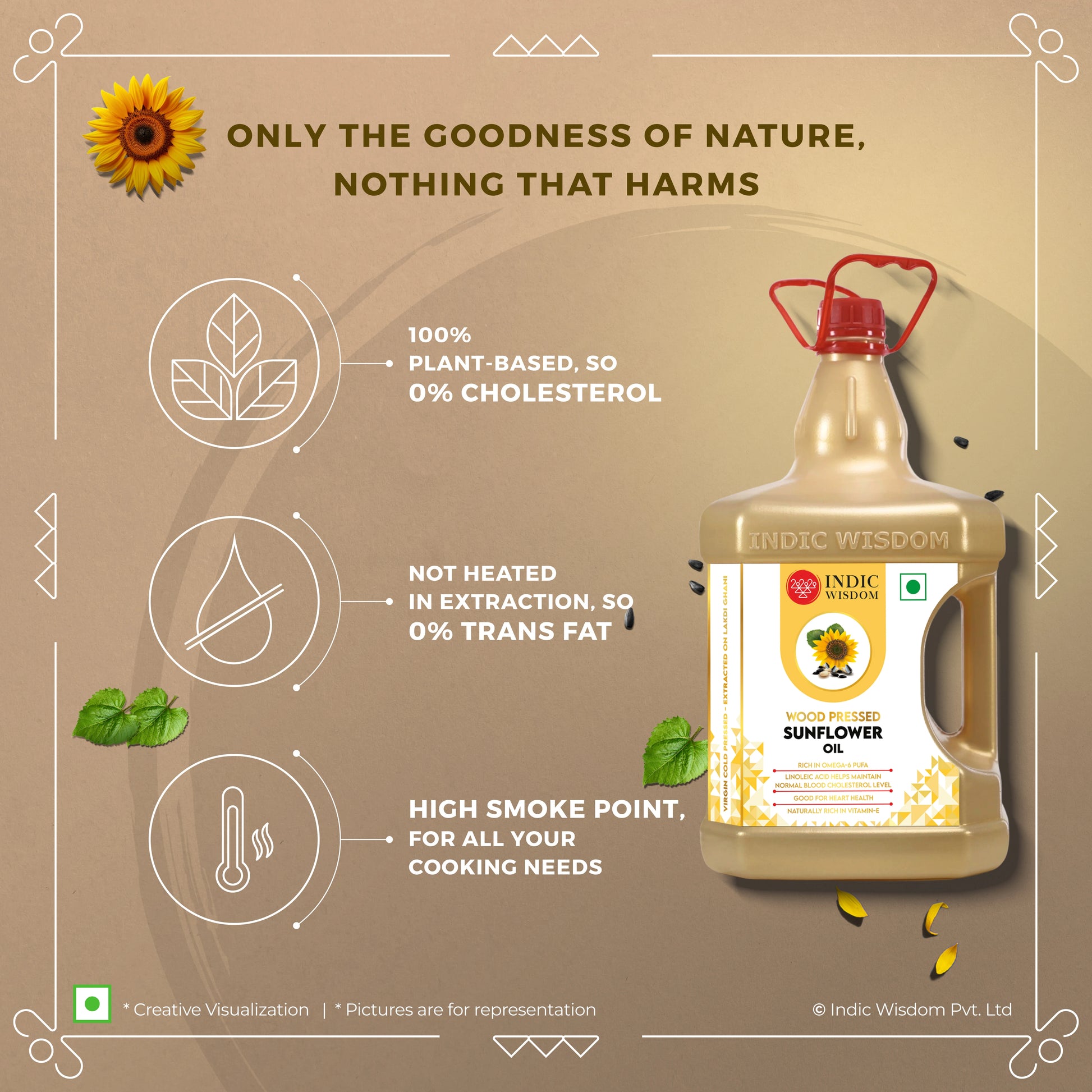 Wood Pressed Sunflower Oil (Cold Pressed Sunflower Oil - Extracted on Wooden Churner)