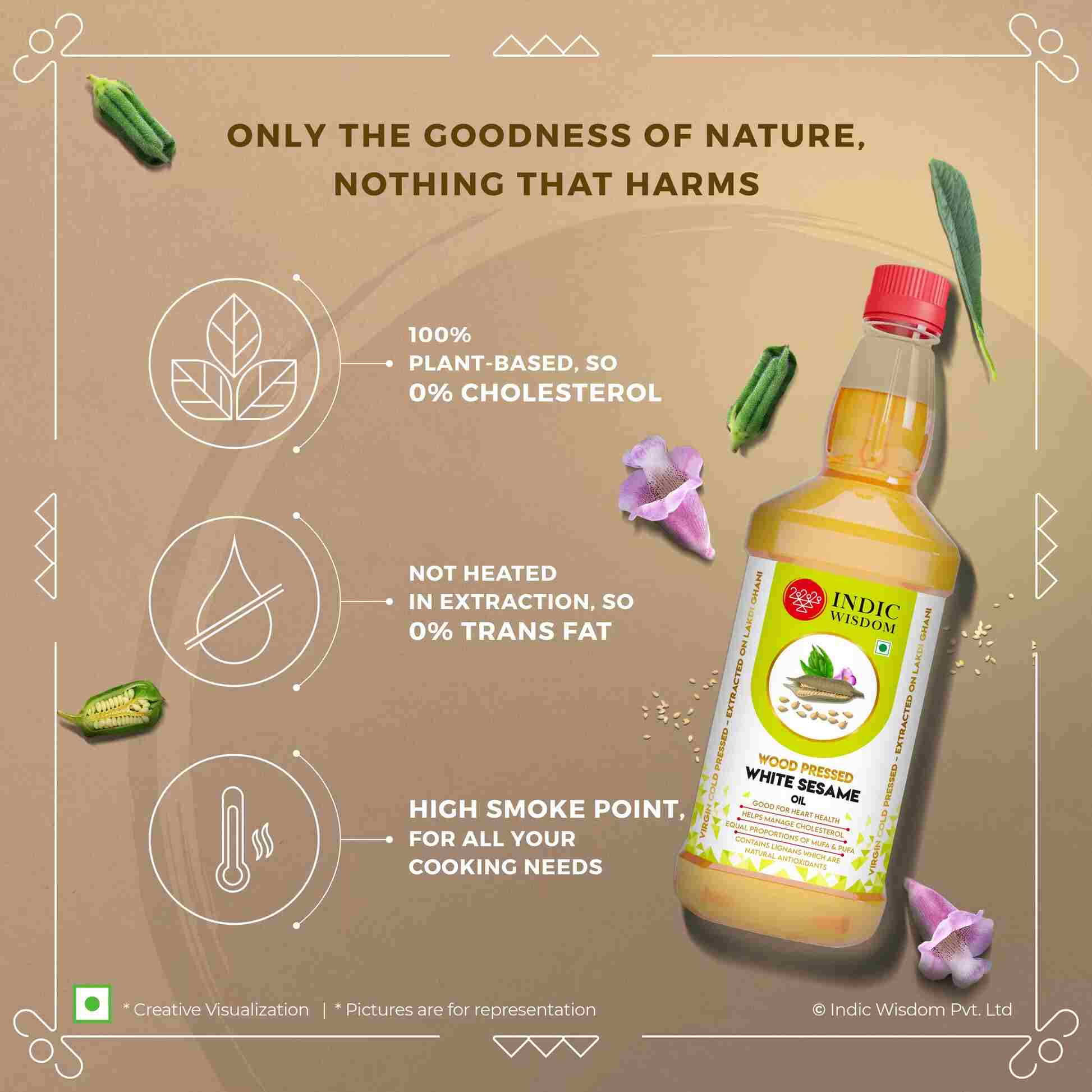 Image of Wood Pressed White Sesame Oil (Cold Pressed)
