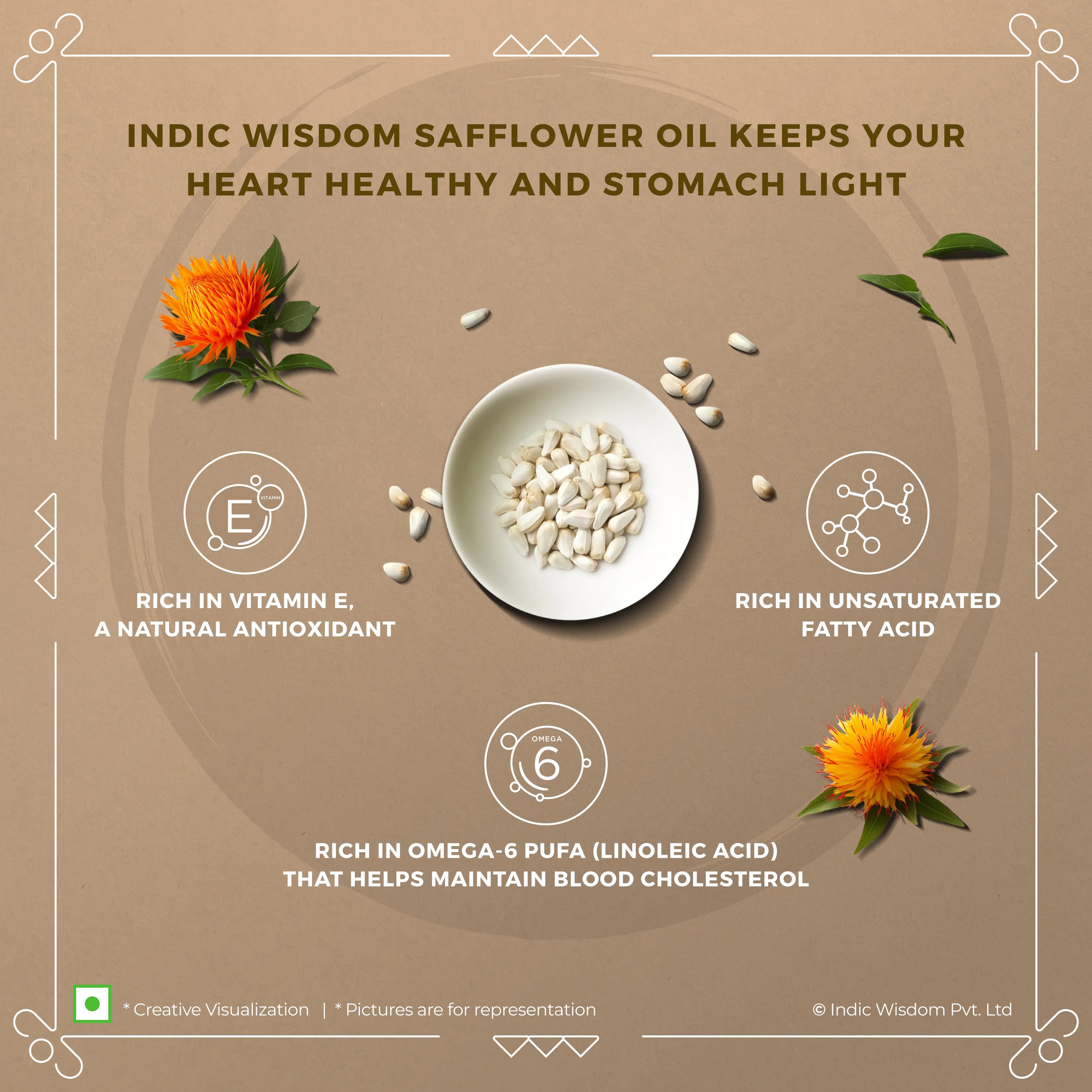 Image of Wood Pressed Safflower Oil (Cold Pressed Safflower Oil - Extracted on Wooden Churner)