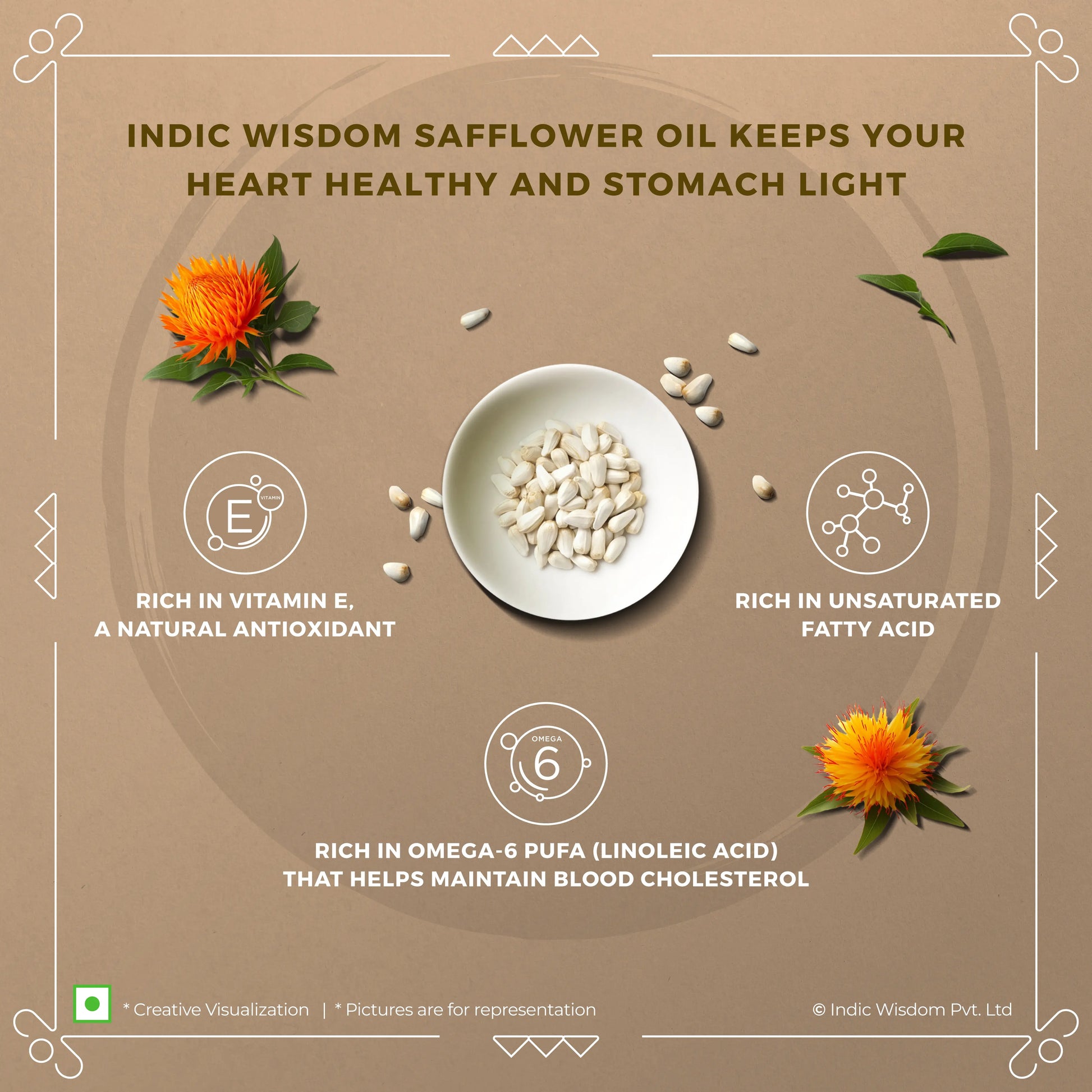 Wood Pressed Safflower Oil (Cold Pressed Safflower Oil - Extracted on Wooden Churner)