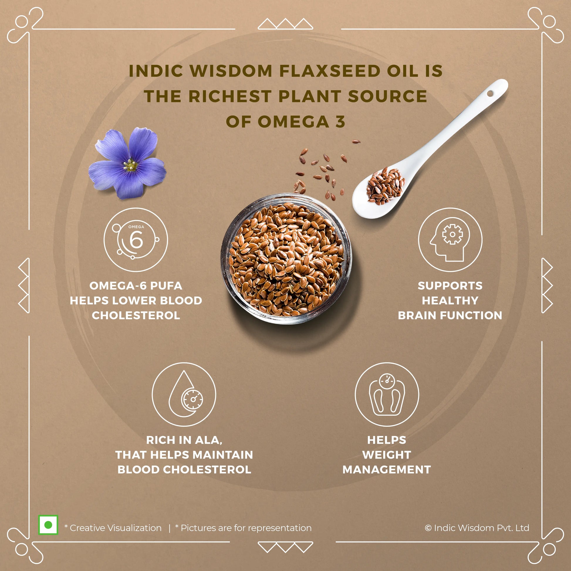 Wood Pressed Flaxseed Oil (Cold Pressed Flaxseed Oil - Extracted on Wooden Churner)