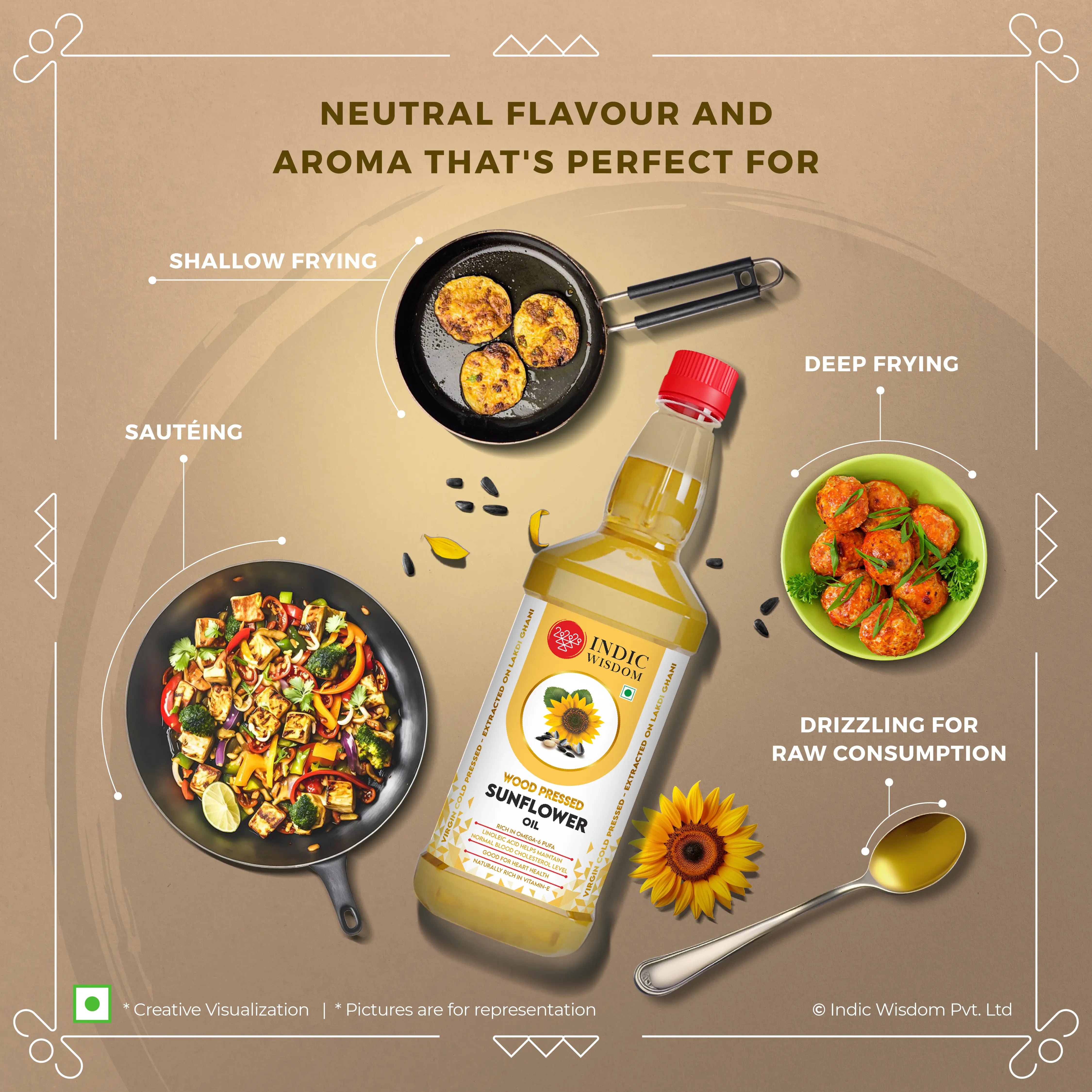 Image of Wood Pressed Sunflower Oil (Cold Pressed Sunflower Oil - Extracted on Wooden Churner)