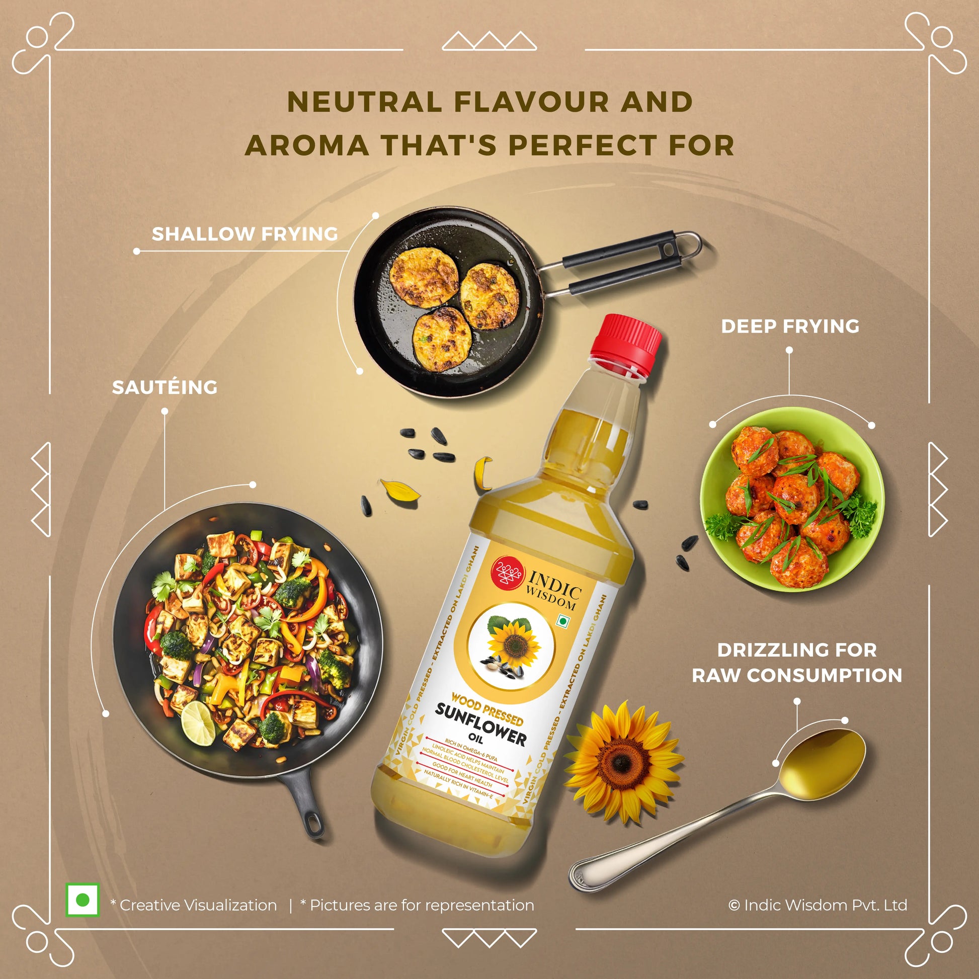 Wood Pressed Sunflower Oil (Cold Pressed Sunflower Oil - Extracted on Wooden Churner)