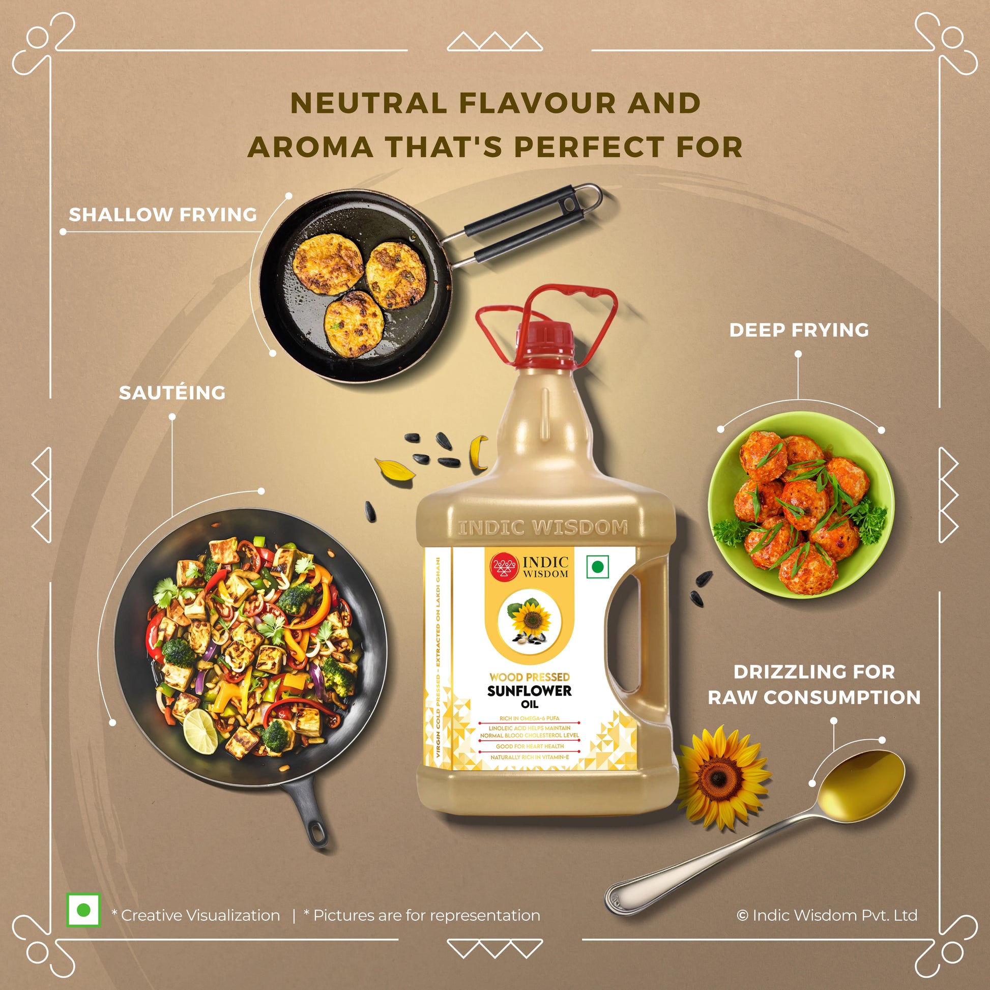 Wood Pressed Sunflower Oil (Cold Pressed Sunflower Oil - Extracted on Wooden Churner)