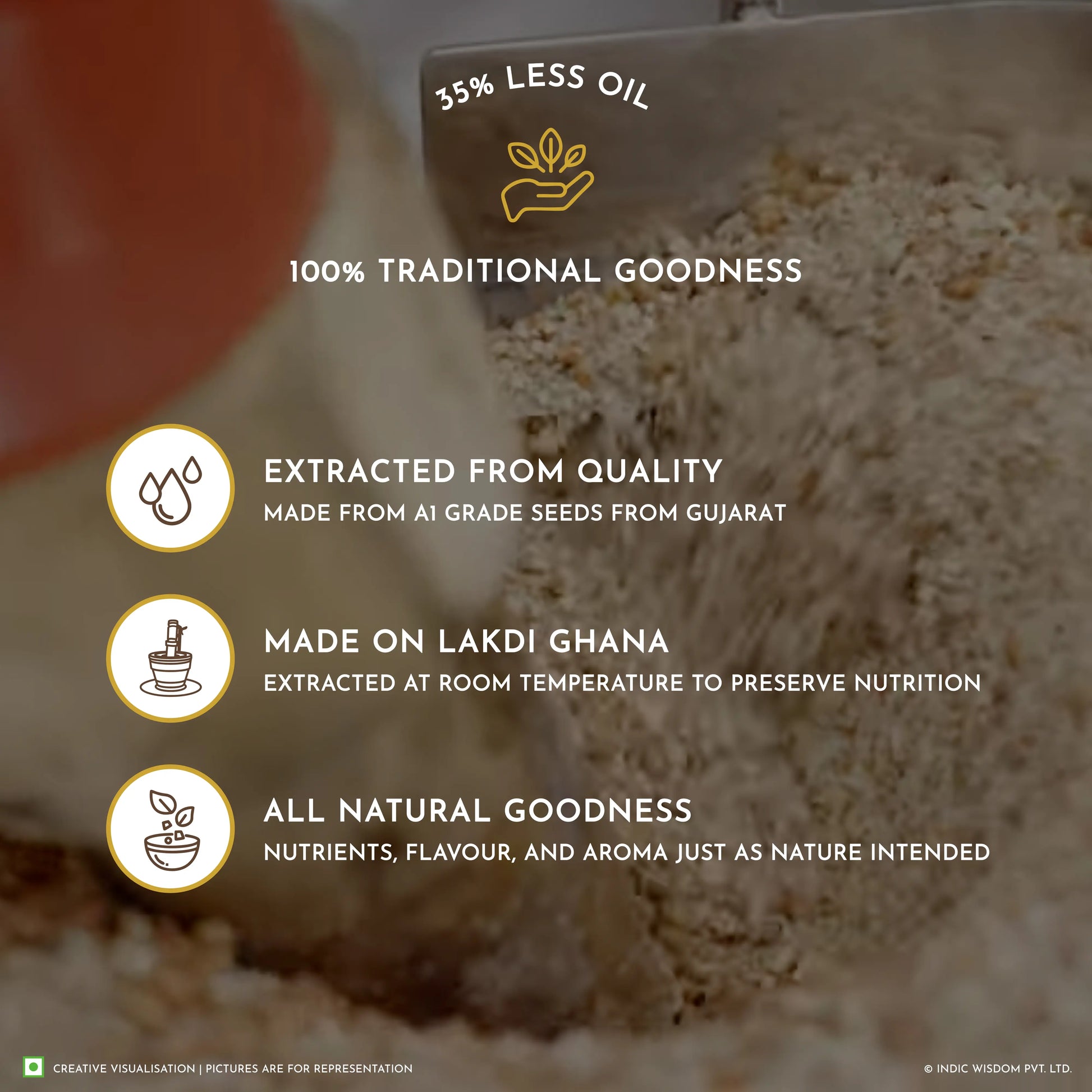 Indic Wisdom NAVA Cold Pressed Groundnut Oil Spray (Cooking Oil Spray) (No Aerosol/ CFCs/ Preservatives) (Extracted on Wooden Churner)