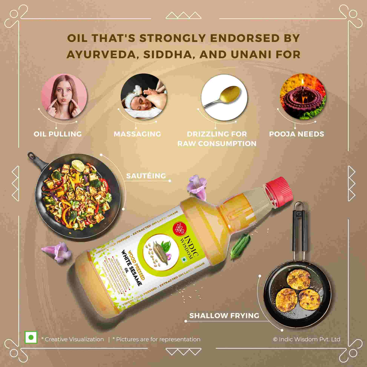 Wood Pressed White Sesame Oil (Cold Pressed)