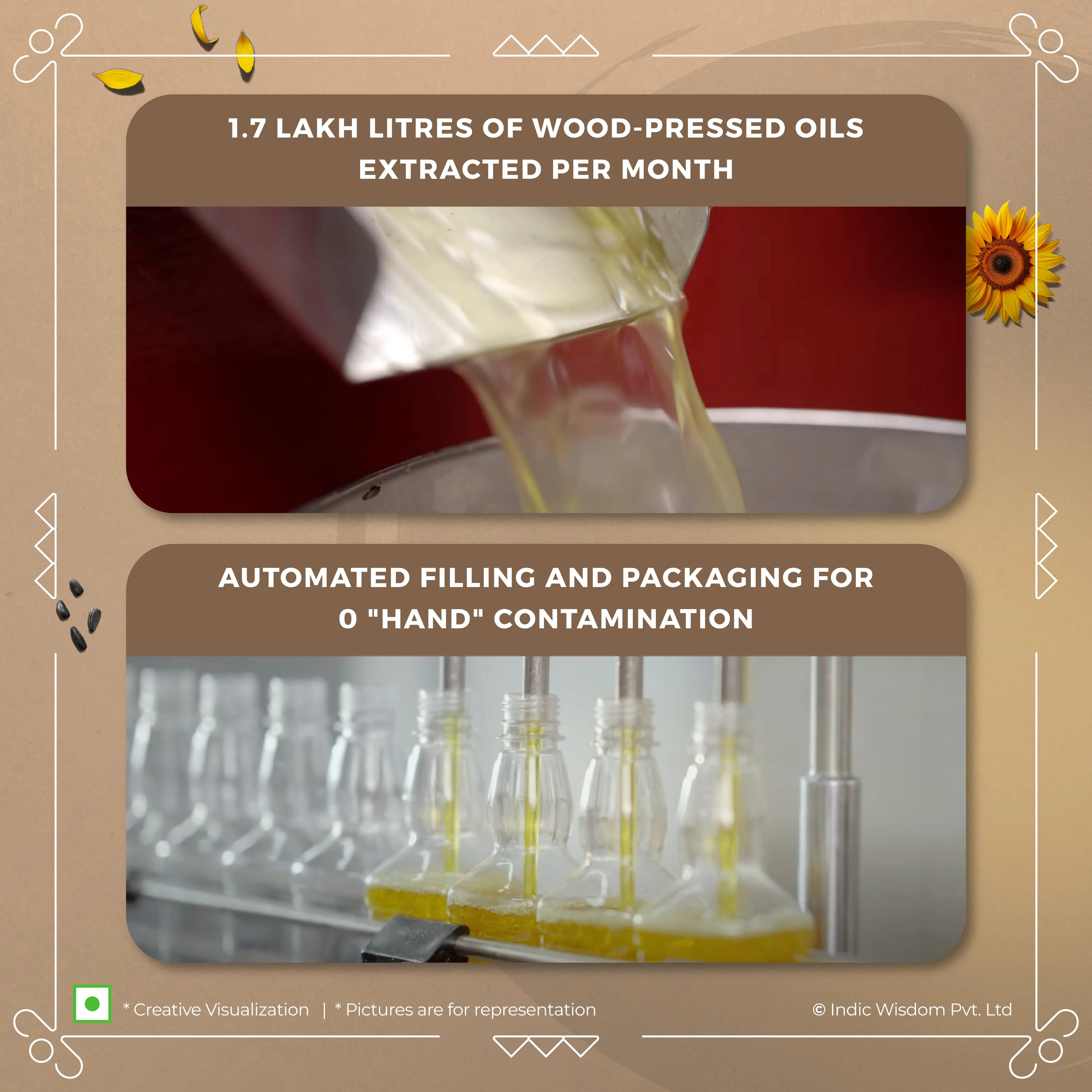 Image of Wood Pressed Sunflower Oil (Cold Pressed Sunflower Oil - Extracted on Wooden Churner)