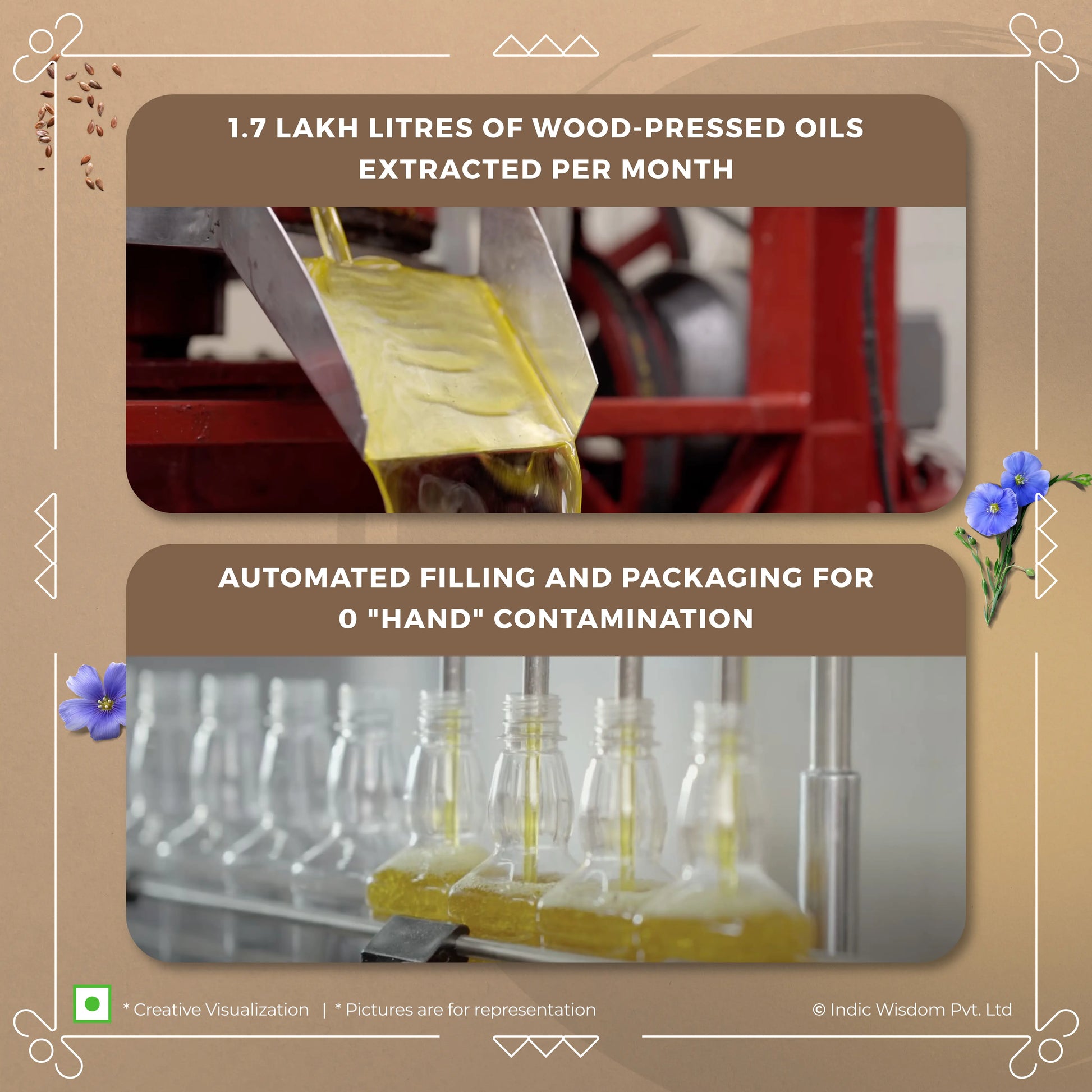 Wood Pressed Flaxseed Oil (Cold Pressed Flaxseed Oil - Extracted on Wooden Churner)