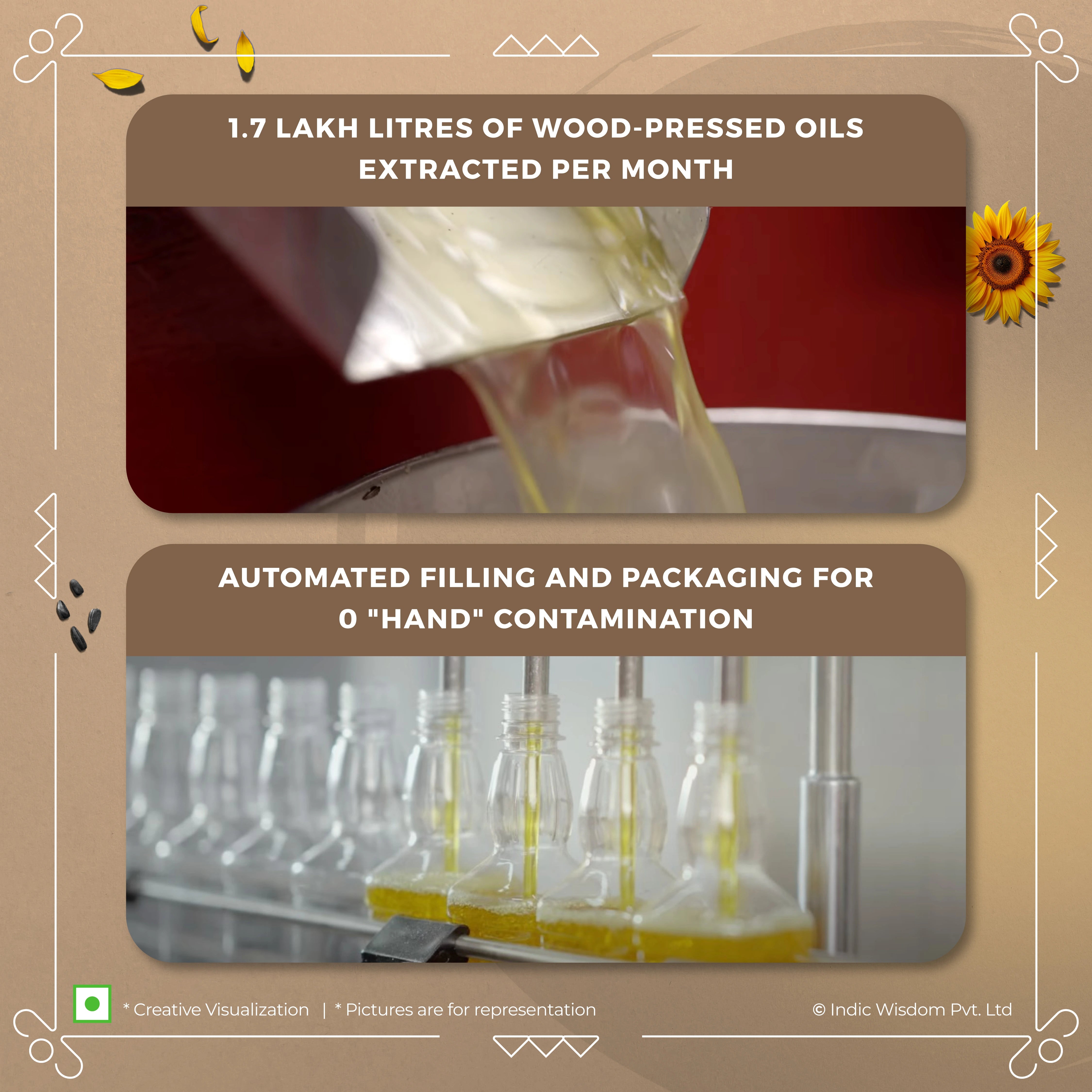 Image of Wood Pressed Sunflower Oil (Cold Pressed Sunflower Oil - Extracted on Wooden Churner)