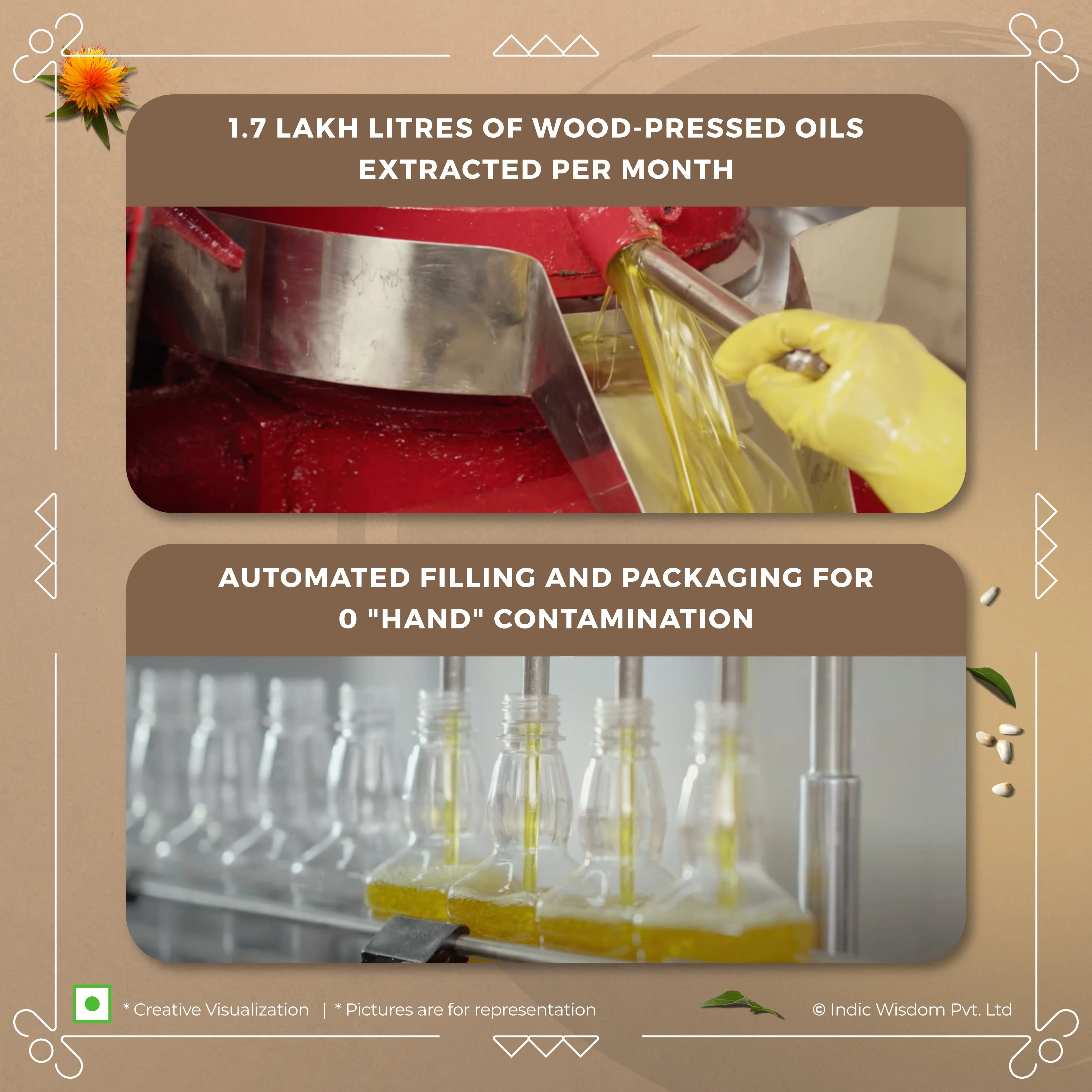 Image of Wood Pressed Safflower Oil (Cold Pressed Safflower Oil - Extracted on Wooden Churner)