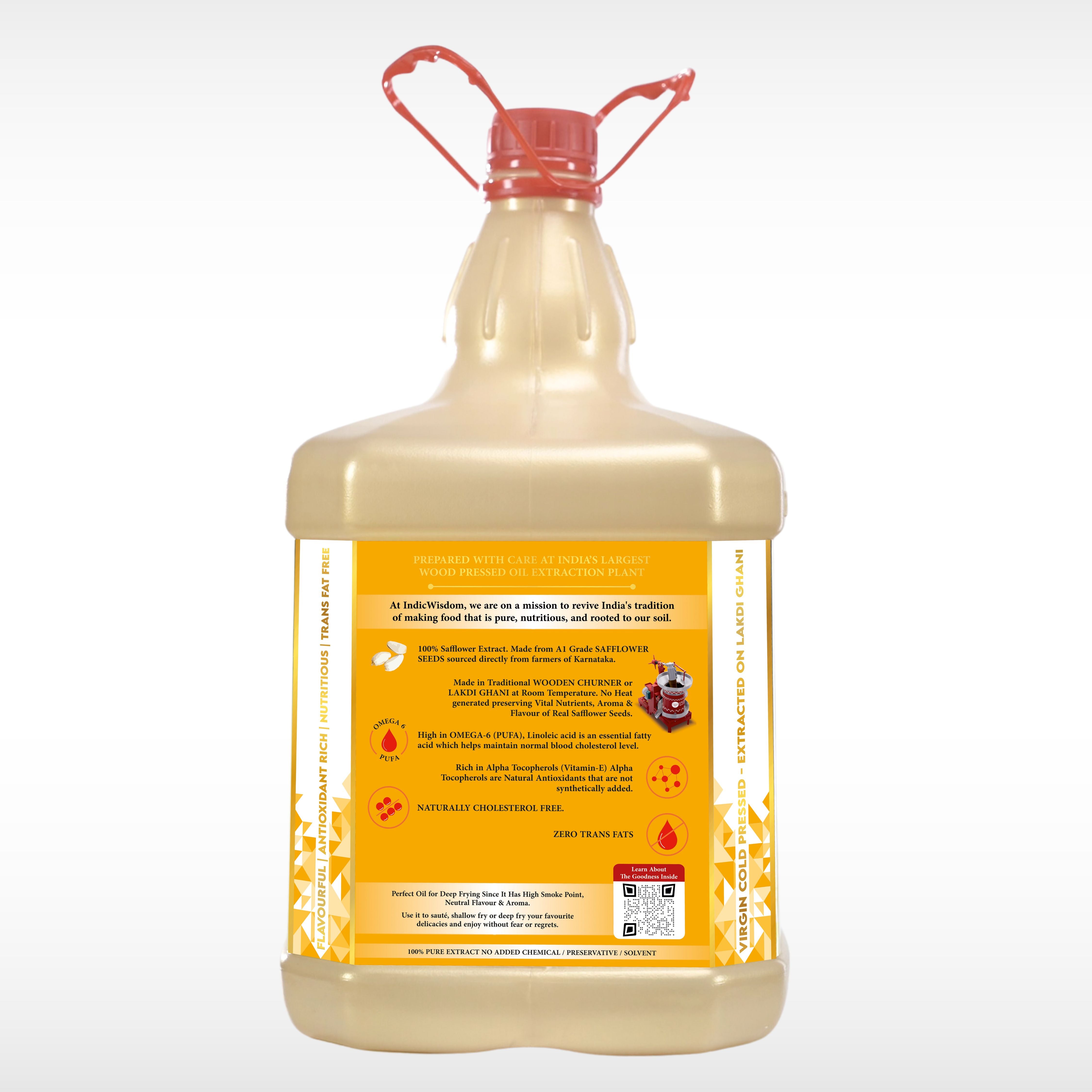 Image of Wood Pressed Safflower Oil (Cold Pressed Safflower Oil - Extracted on Wooden Churner)