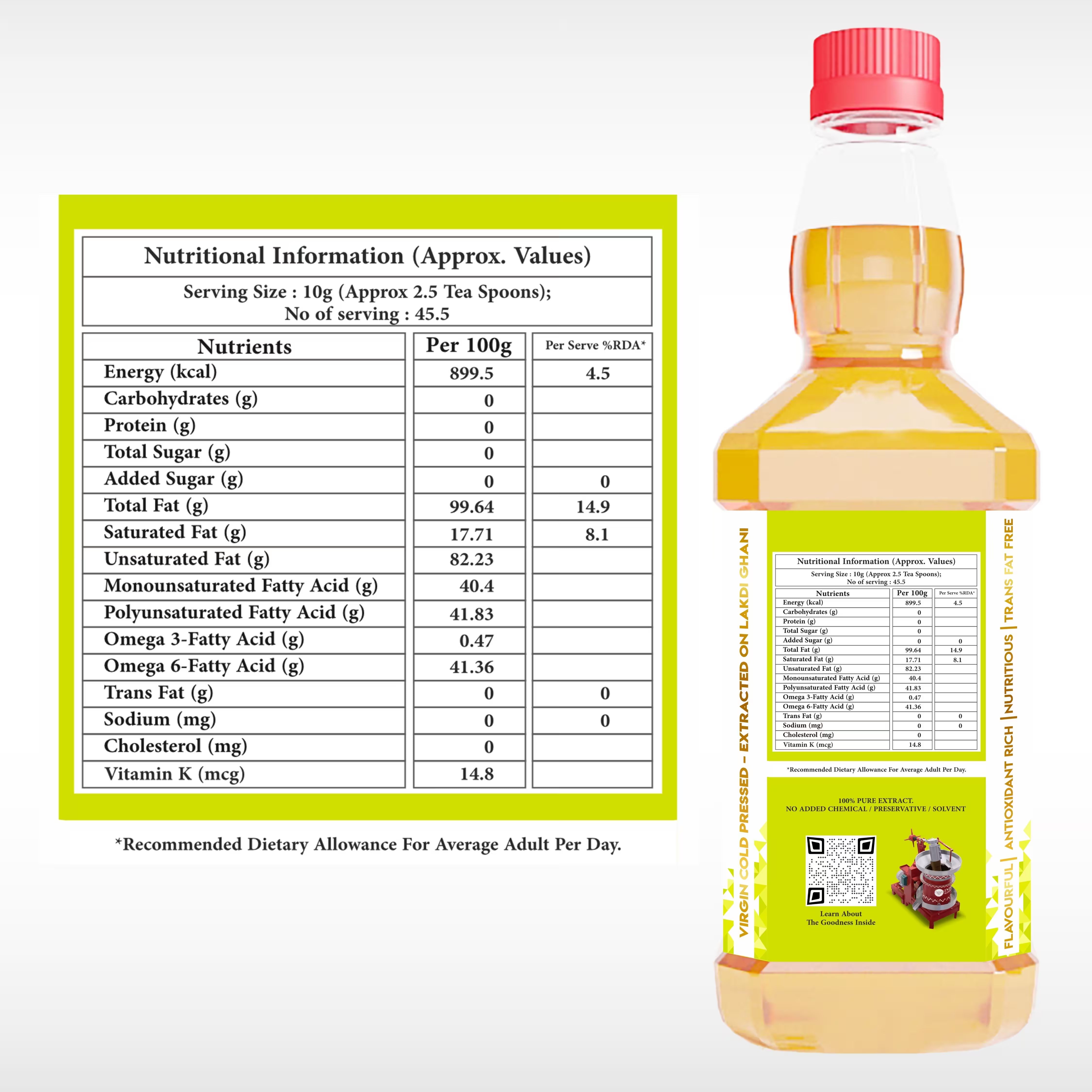 Image of Wood Pressed White Sesame Oil (Cold Pressed White Sesame Oil - Extracted on Wooden Churner)