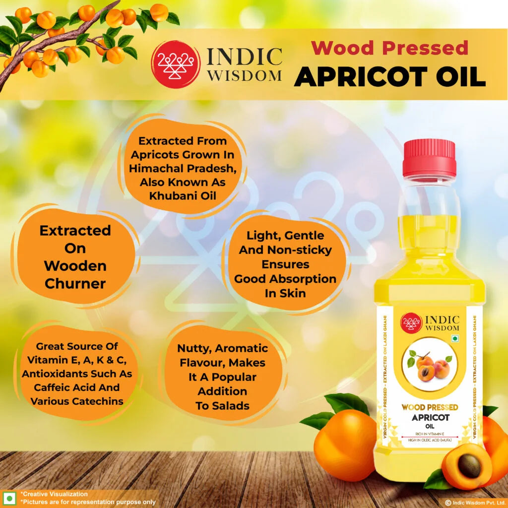 Image of Wood Pressed Apricot Oil (Cold Pressed Apricot Oil - Extracted on Wooden Churner)