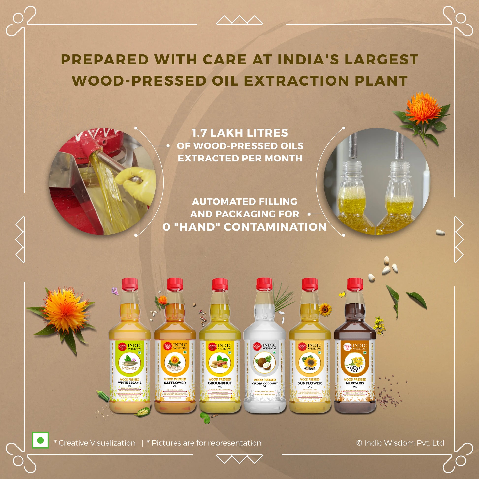 Wood Pressed Safflower Oil (Cold Pressed Safflower Oil - Extracted on Wooden Churner)