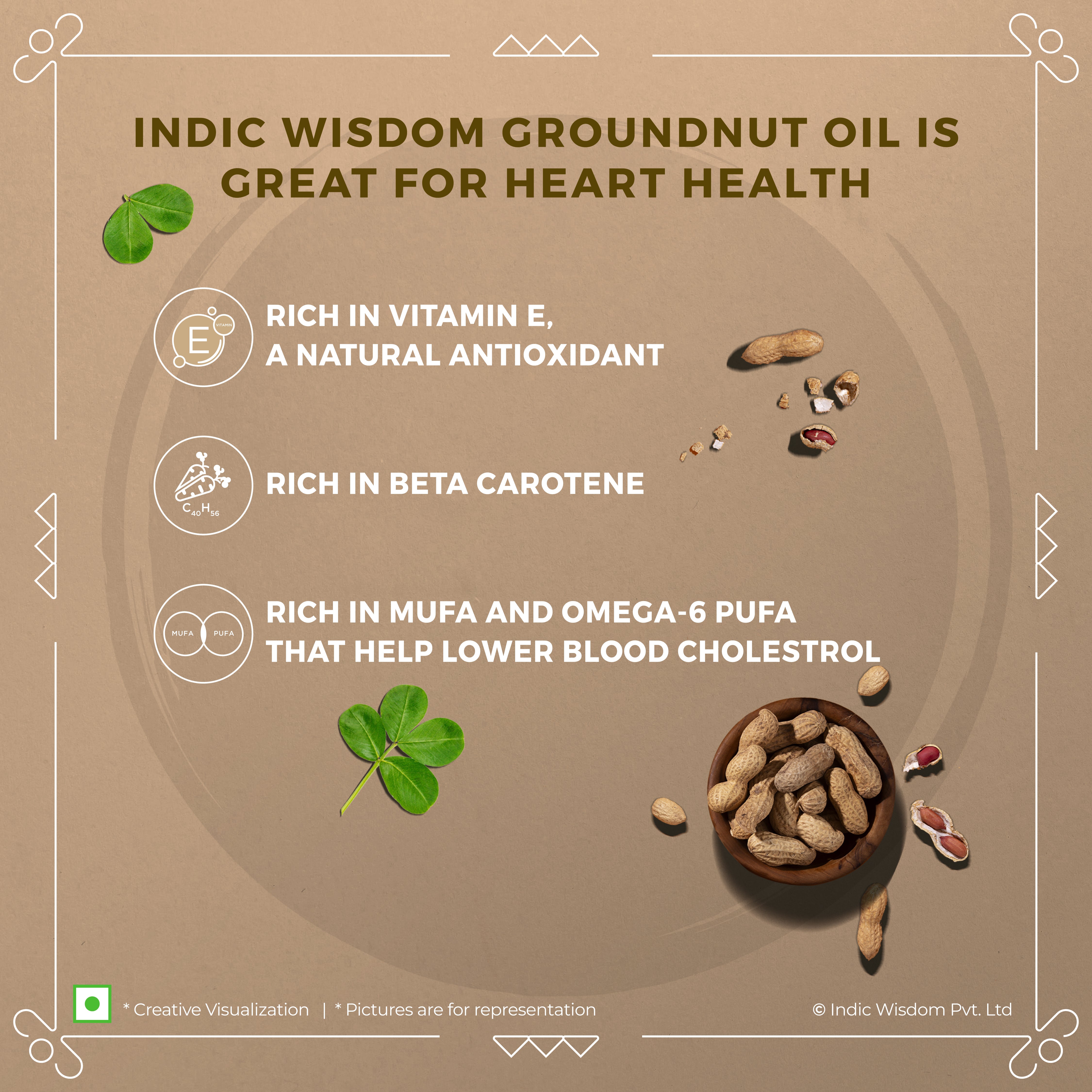 Image of Indic Wisdom Wood Pressed Groundnut Oil (Cold Pressed Groundnut Oil - Extracted on Wooden Churner)