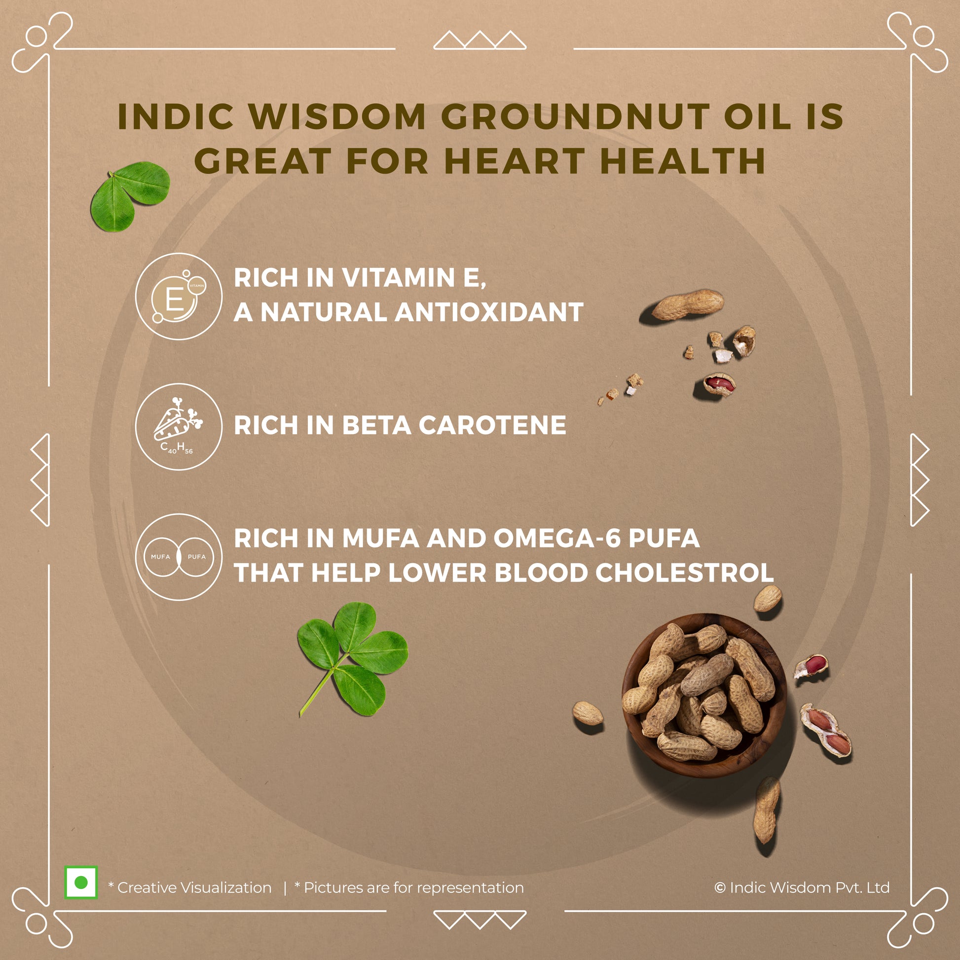 Indic Wisdom Wood Pressed Groundnut Oil (Cold Pressed Groundnut Oil - Extracted on Wooden Churner)