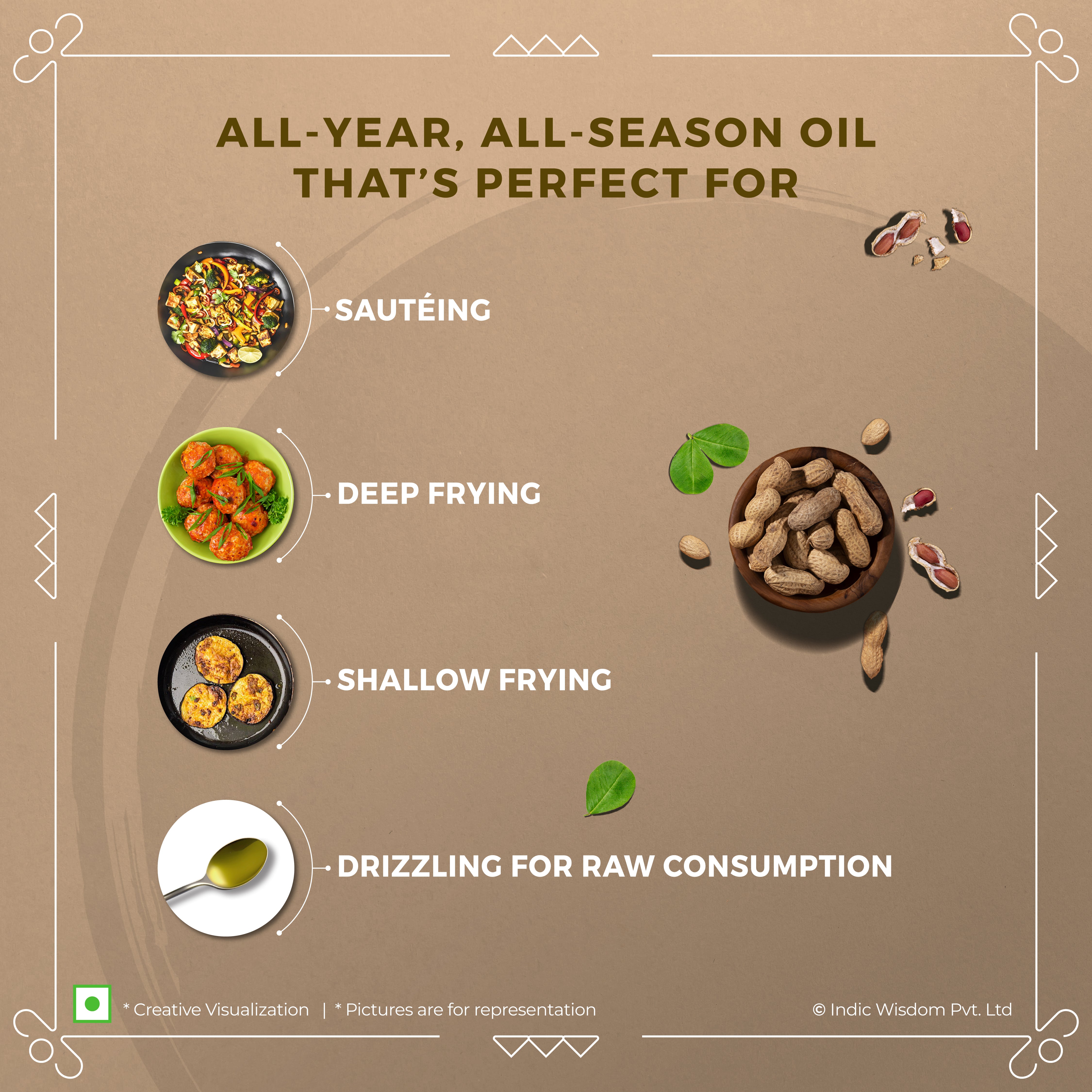 Image of Indic Wisdom Wood Pressed Groundnut Oil (Cold Pressed Groundnut Oil - Extracted on Wooden Churner)