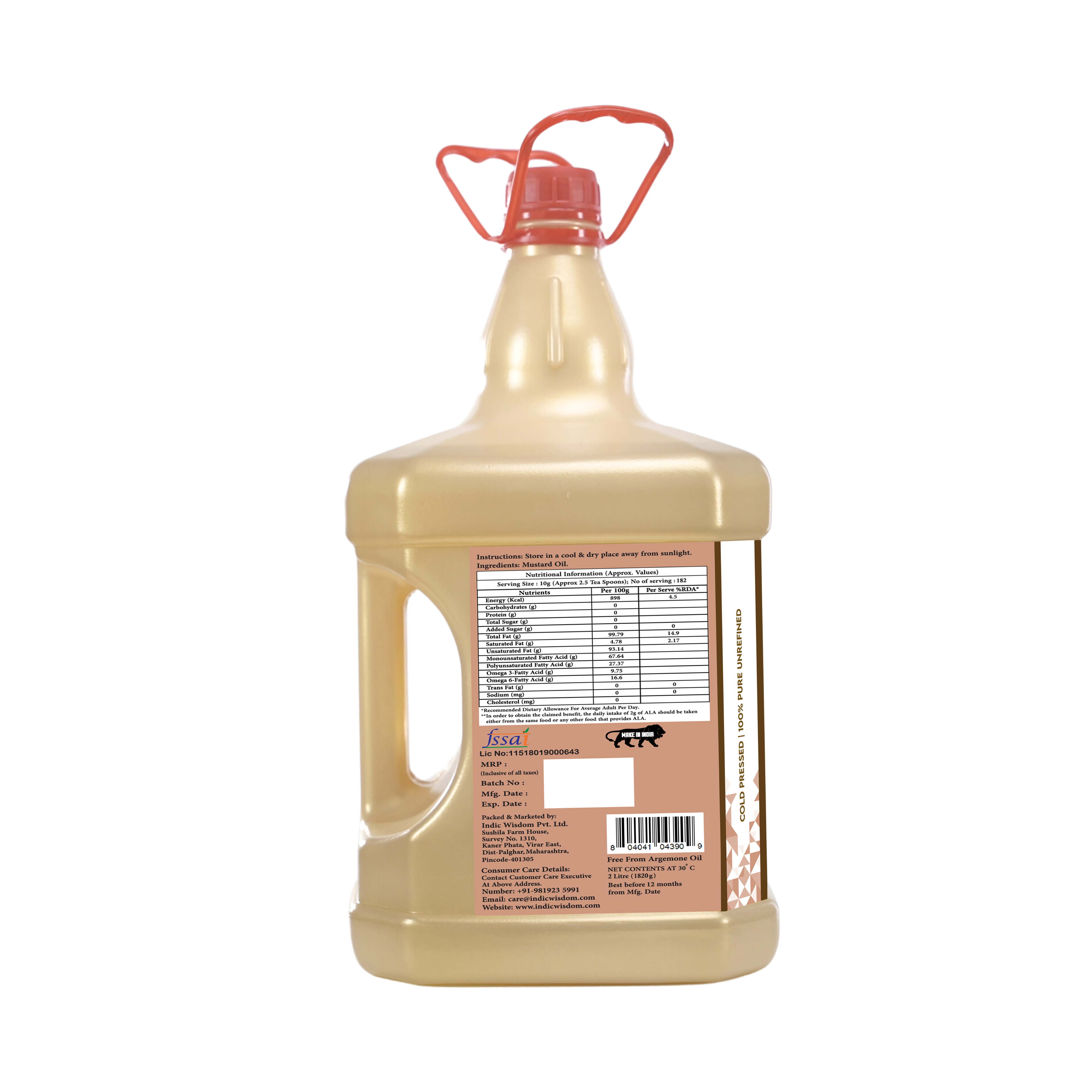Image of Cold Pressed Mustard Oil, Pure & Unrefined Cold Pressed Sarson Oil