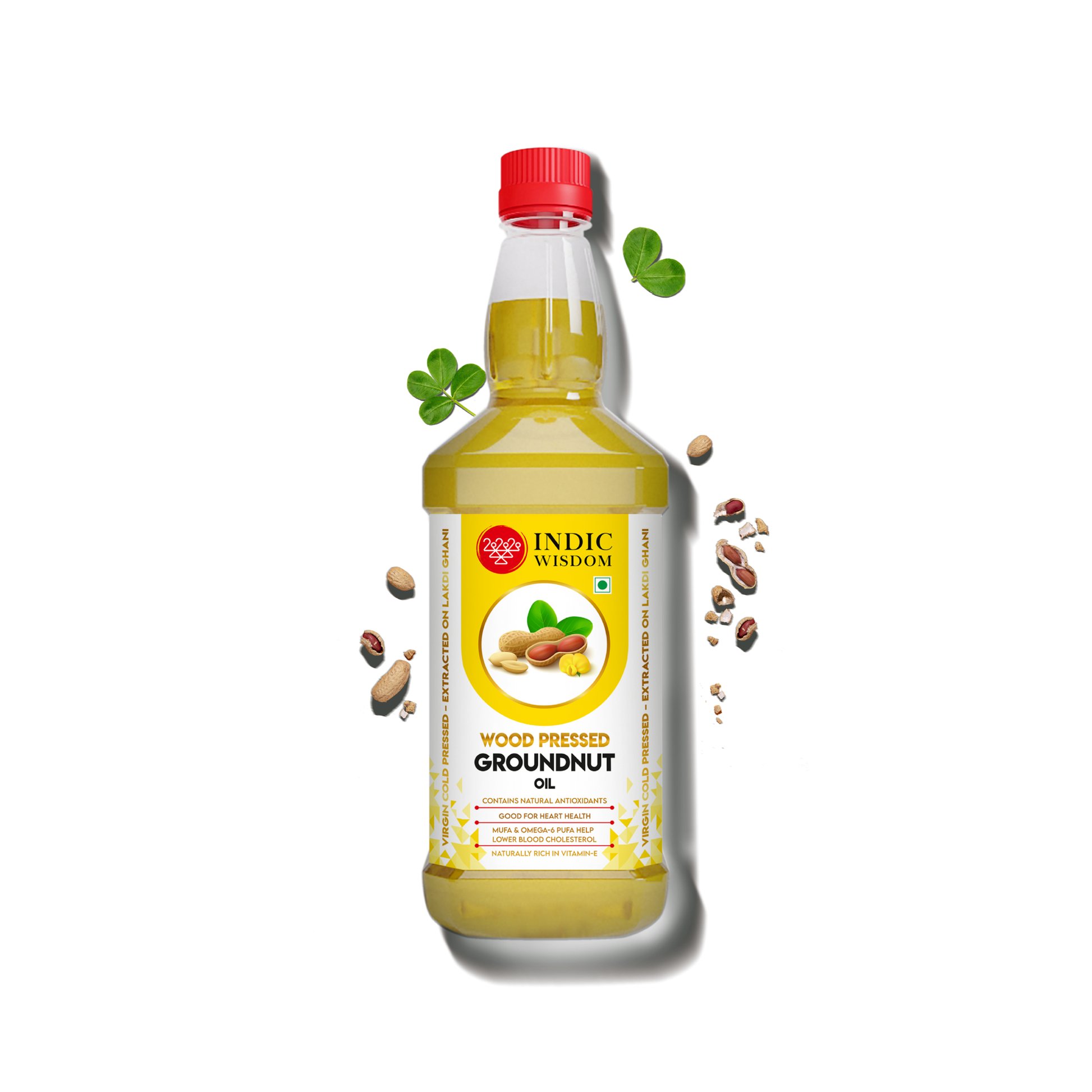 Indic Wisdom Wood Pressed Groundnut Oil (Cold Pressed Groundnut Oil - Extracted on Wooden Churner)
