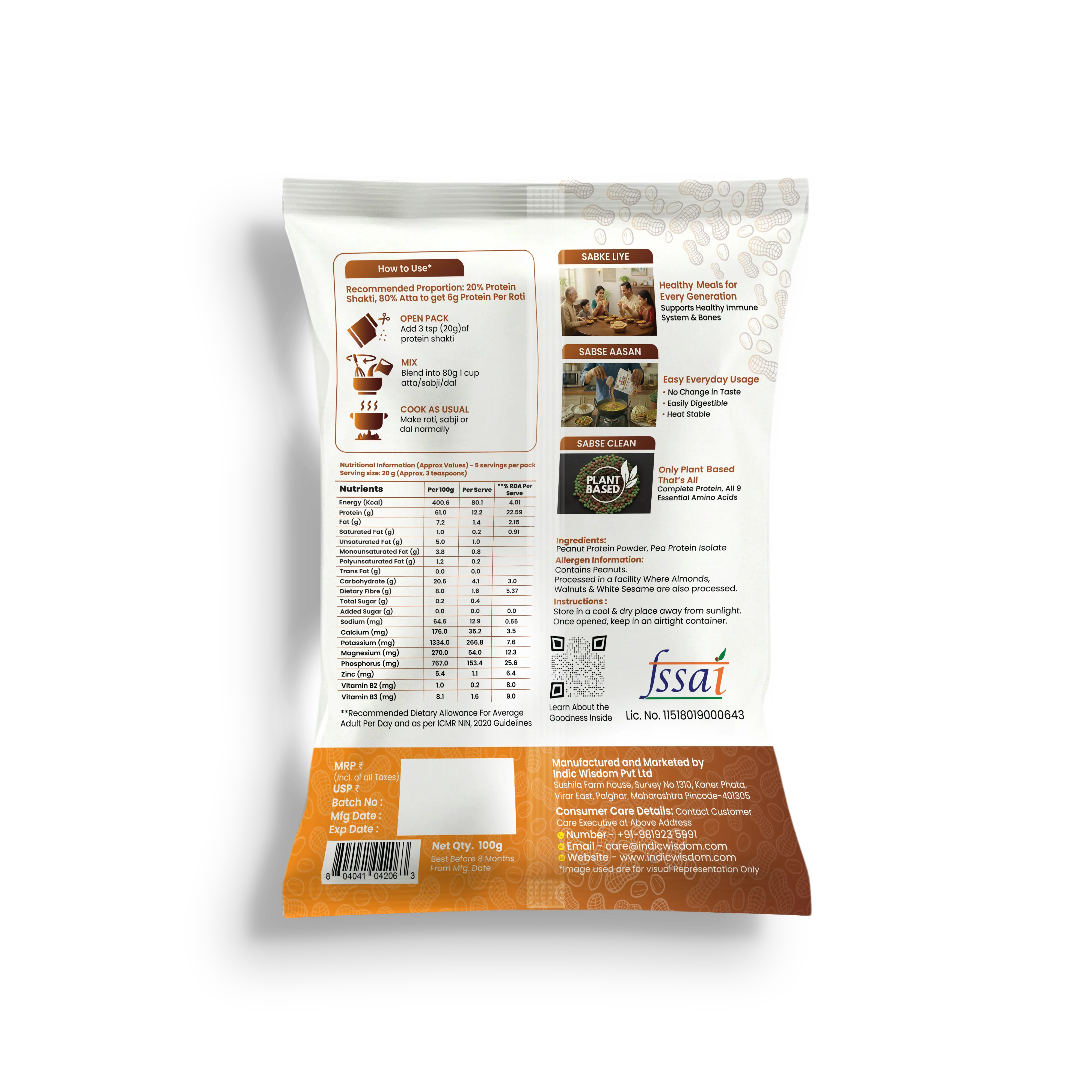 Image of Protein Shakti 100g Back