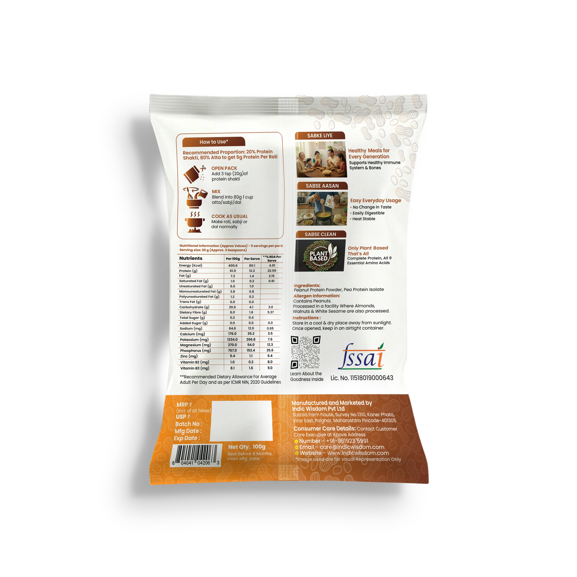 Protein Shakti 100g Back