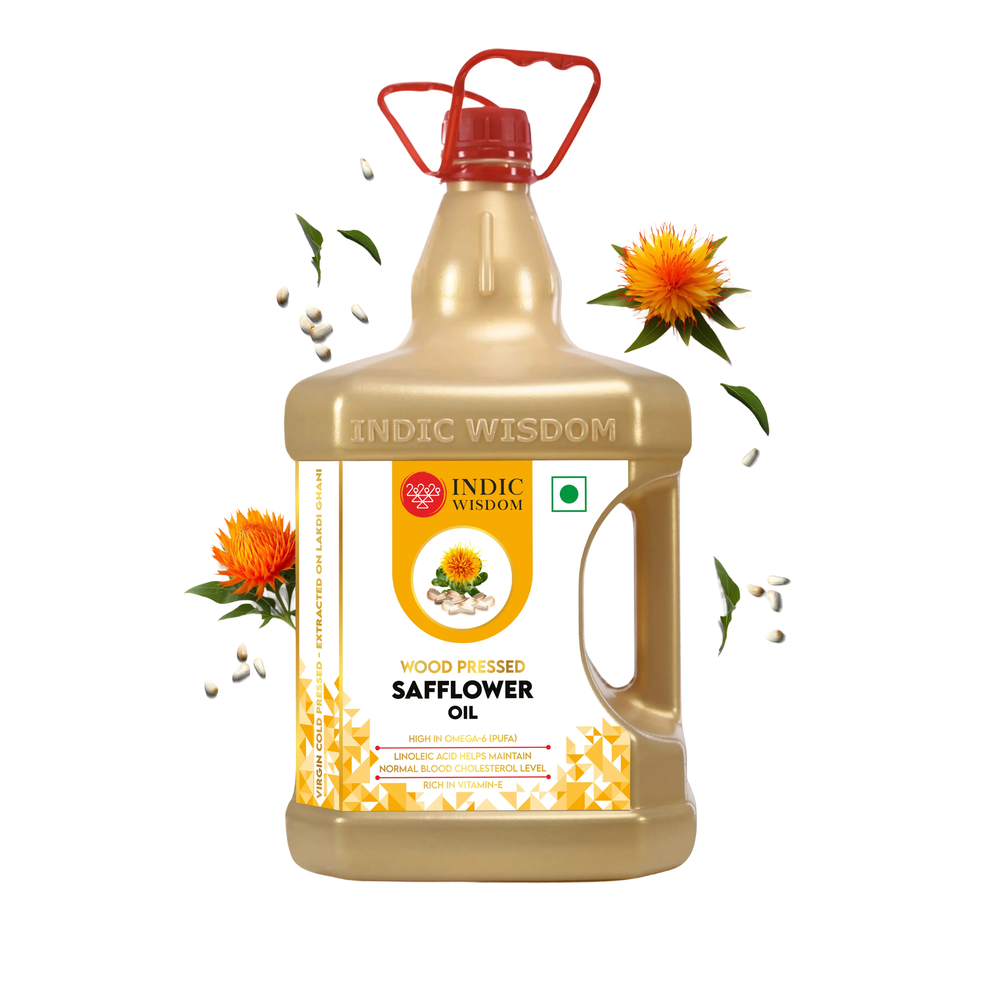 Image of Wood Pressed Safflower Oil (Cold Pressed Safflower Oil - Extracted on Wooden Churner)