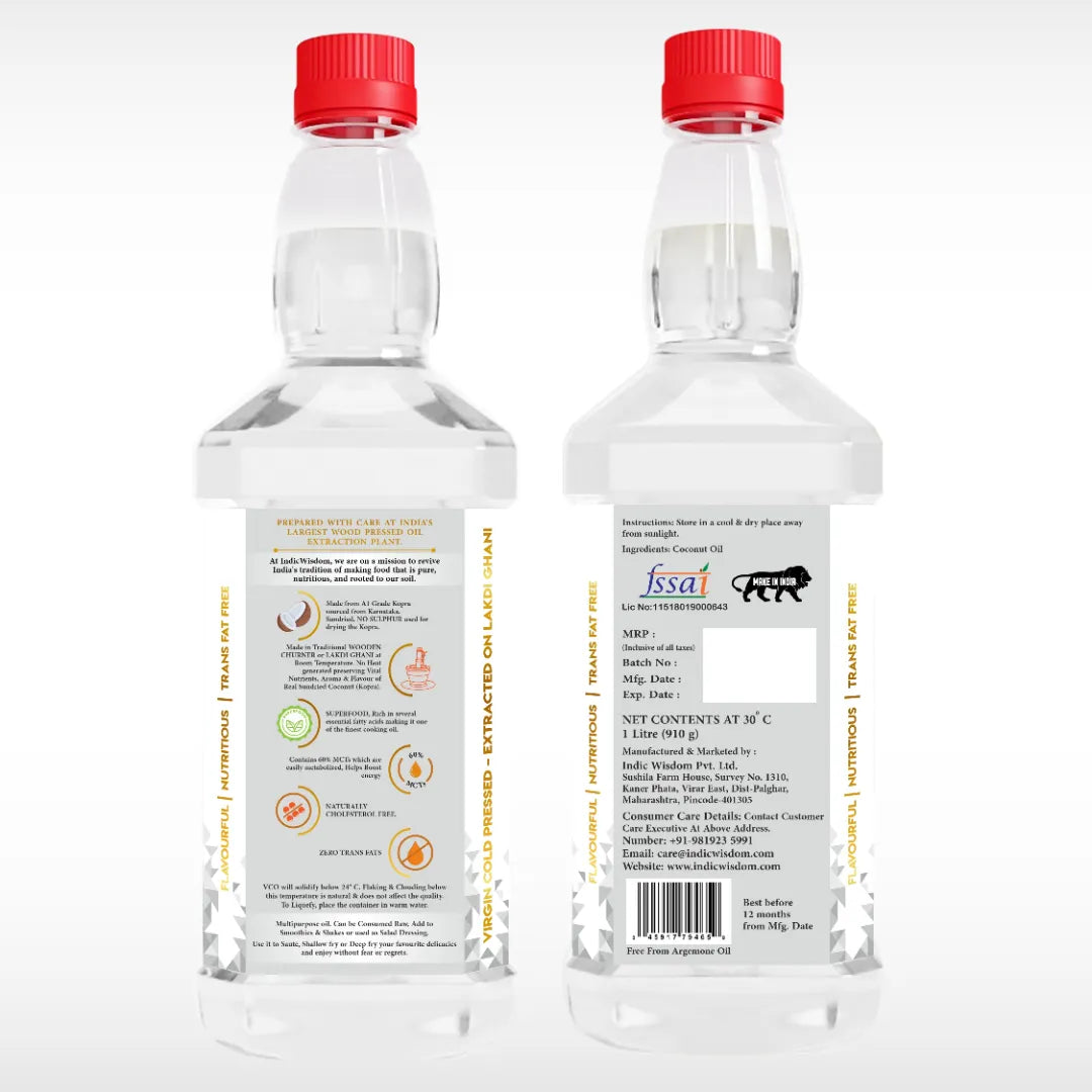 Two clear bottles with red caps on a white background