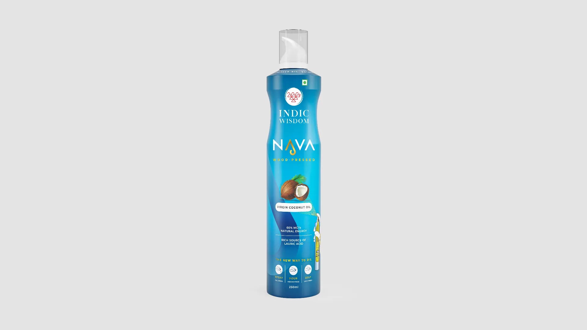 Image of Nava coconut oil spray bottle on a white background