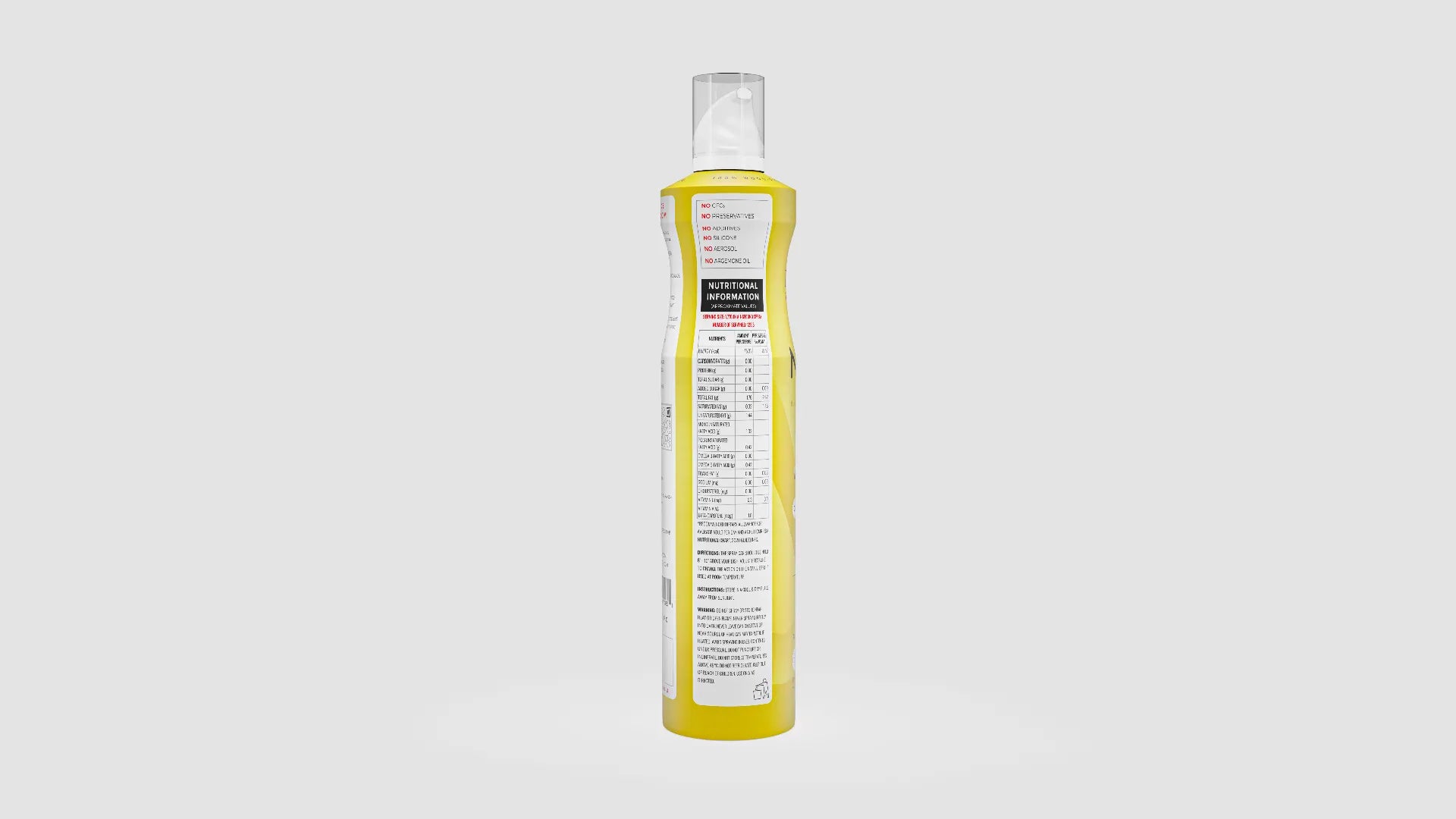Image of Yellow bottle with label on a white background