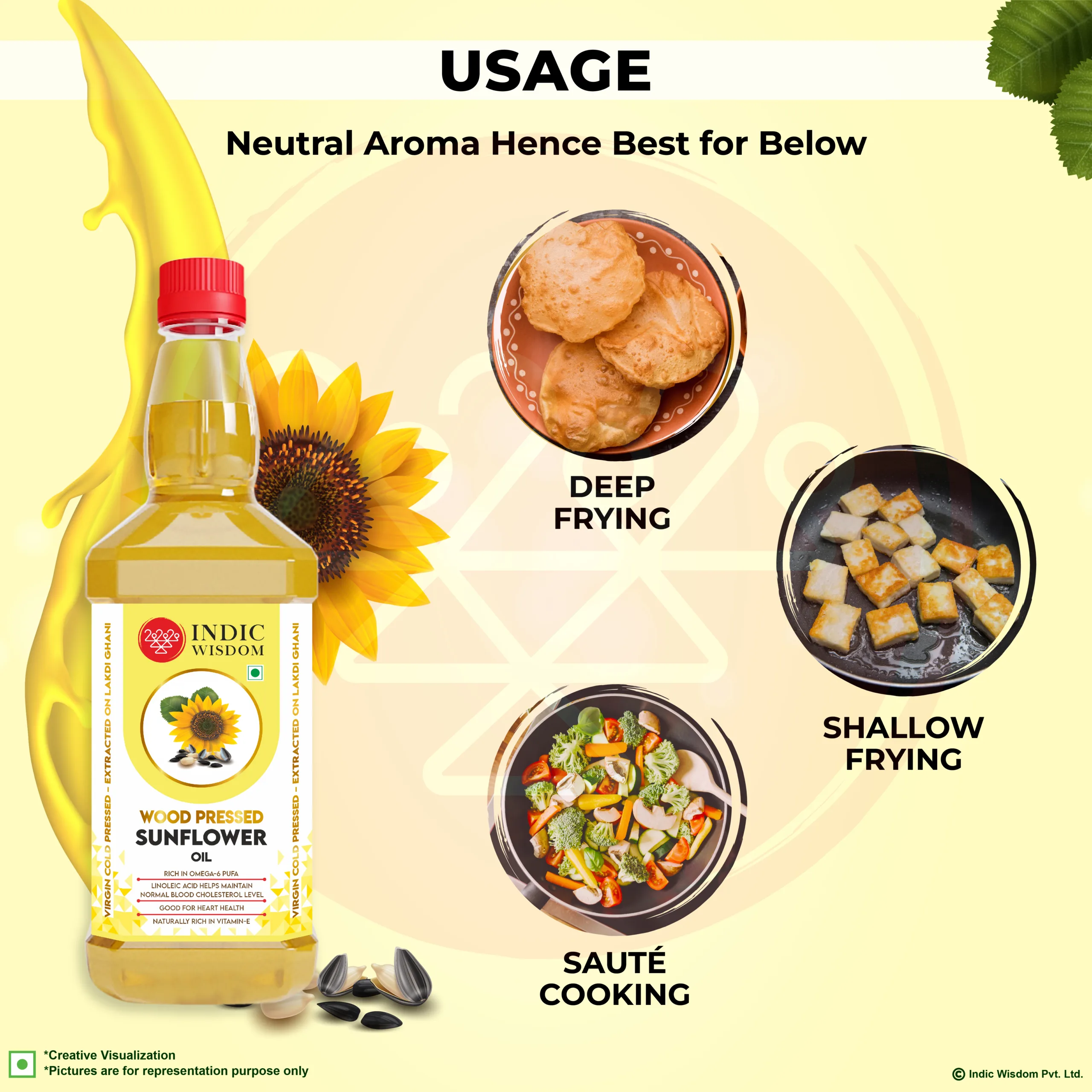 Usage of wood pressed sunflower oil
