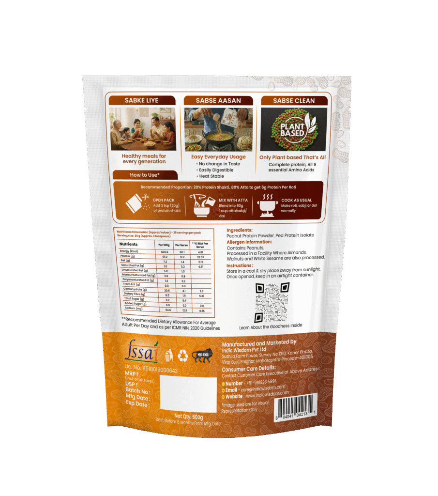 Protein Shakti – Plant Protein, 60% Protein | Heat Stable - Add to your Daily Meals | 500g